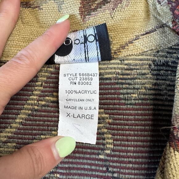 VTG First Option Floral Tapestry Blanket Jacket Coat Womens Sz XL Made in USA - Picture 3 of 6